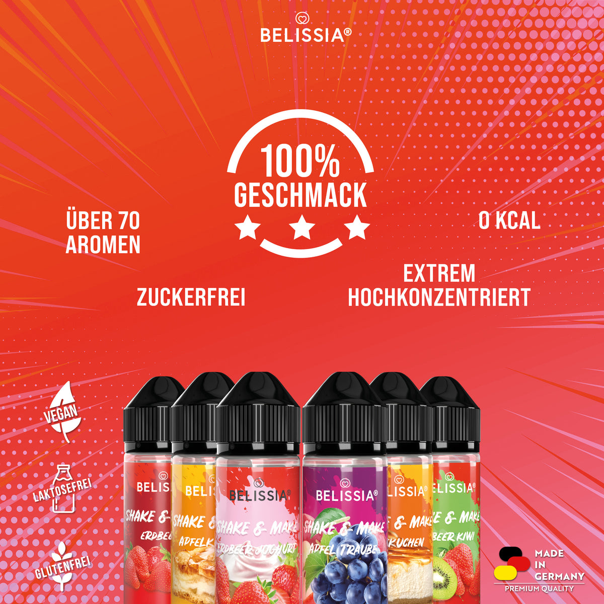 BELISSIA Shake & Make Set „Dessert Delight" – 6 × 10 ml + Schüttelflaschen