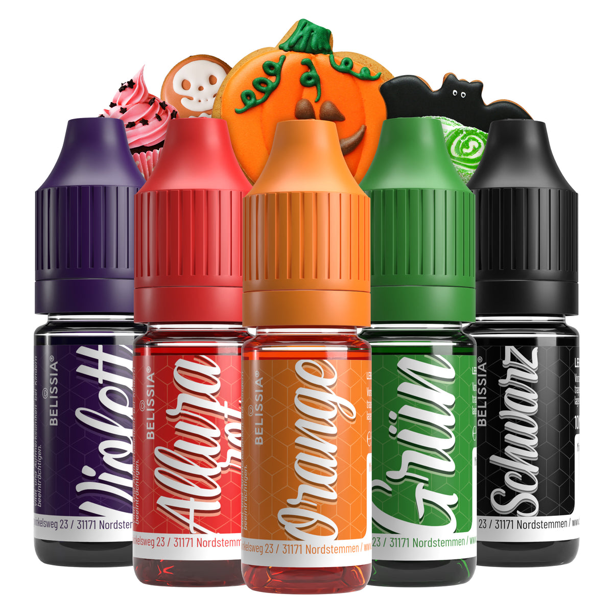 BELISSIA Lebensmittelfarben Halloween-Set – 5 × 10 ml