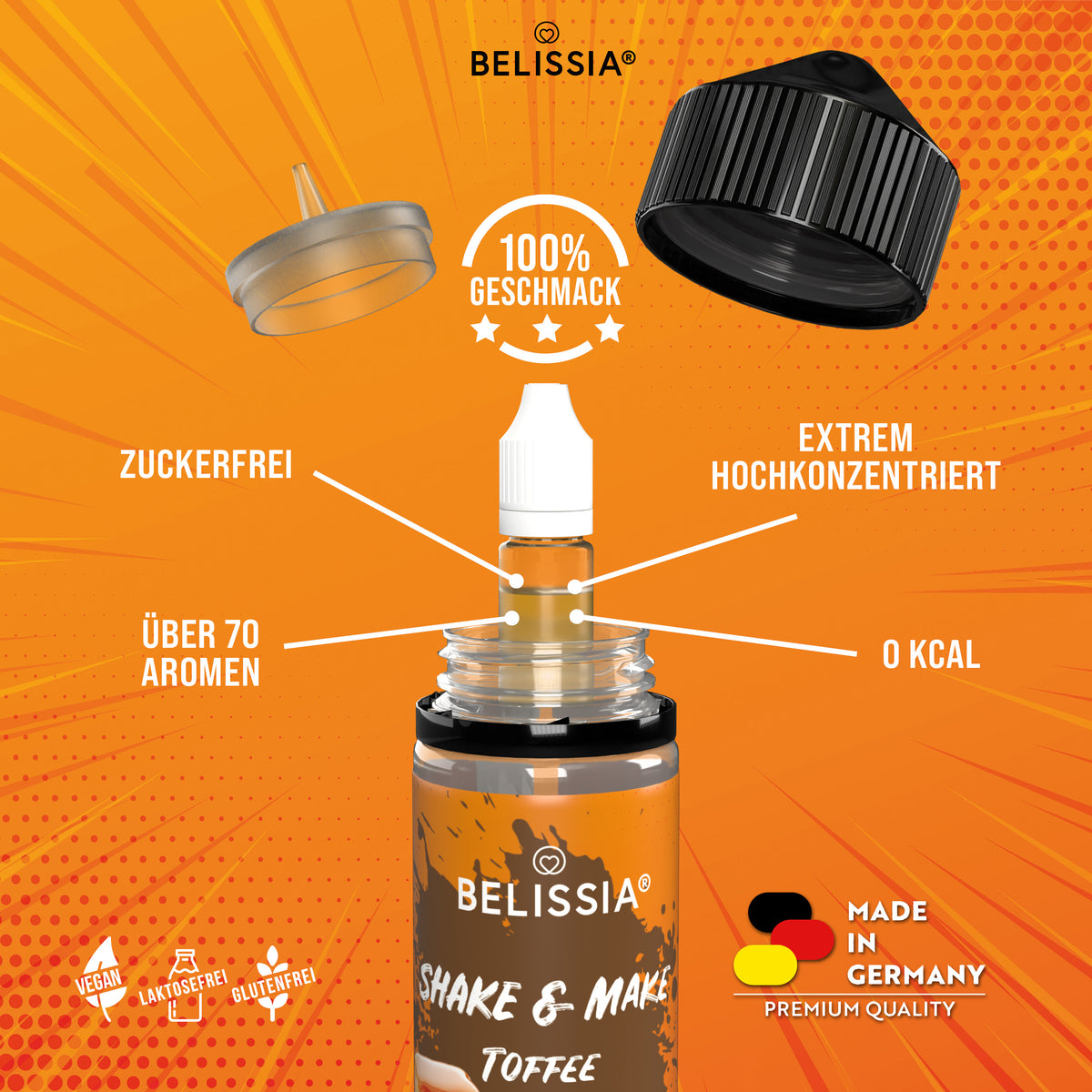 BELISSIA Shake & Make Aroma Toffee – 10 ml + Schüttelflasche