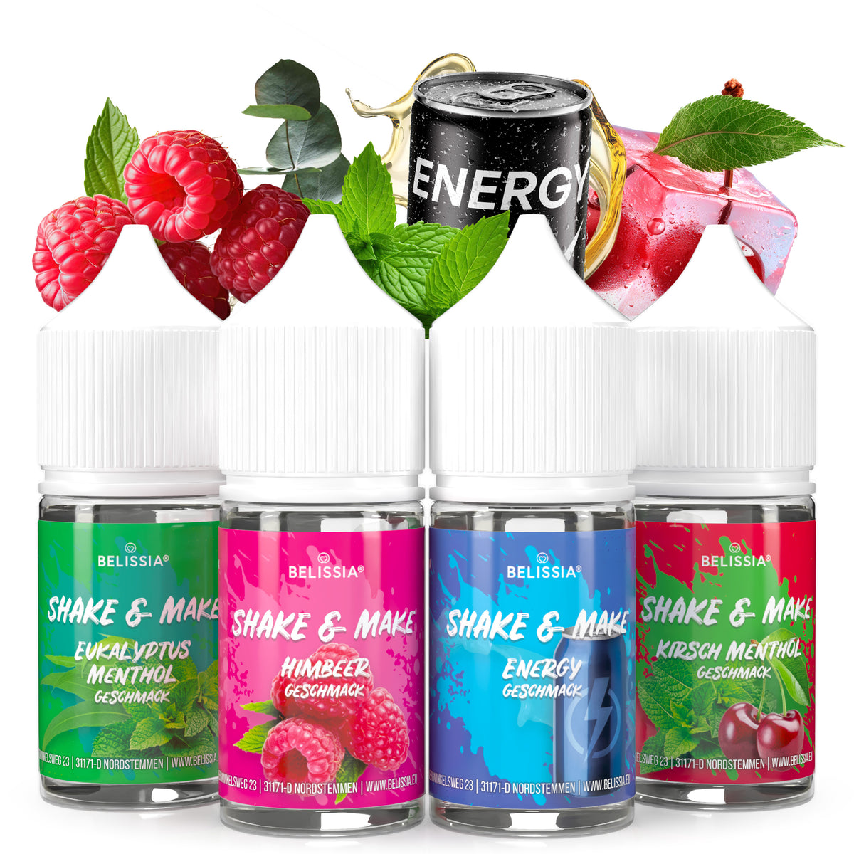 BELISSIA Shake & Make Refill-Set „Fruchtige Kühle" – 4 × 30 ml