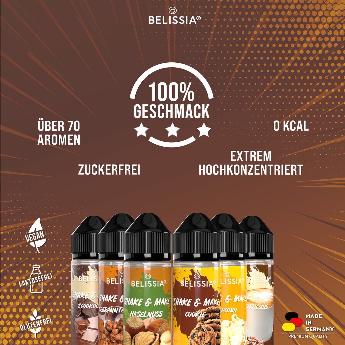 BELISSIA Shake & Make Set „Kaffeepause" – 6 × 10 ml + Schüttelflaschen