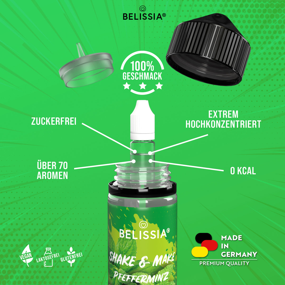 BELISSIA Shake & Make Aroma Pfefferminz – 10 ml + Schüttelflasche