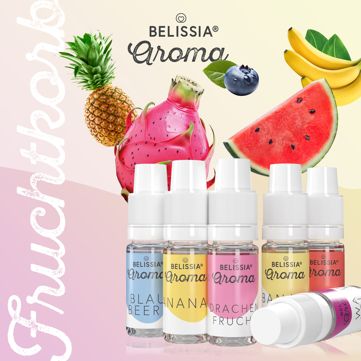 BELISSIA Lebensmittelaroma-Set „Fruchtkorb" – 6 × 10 ml