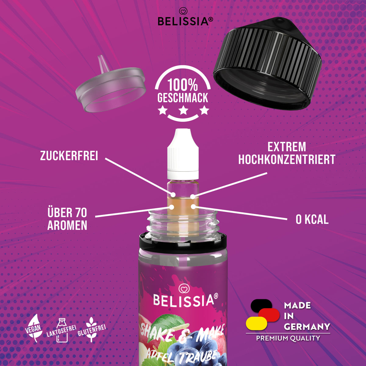 BELISSIA Shake & Make Aroma Apfel-Traube – 10 ml + Schüttelflasche