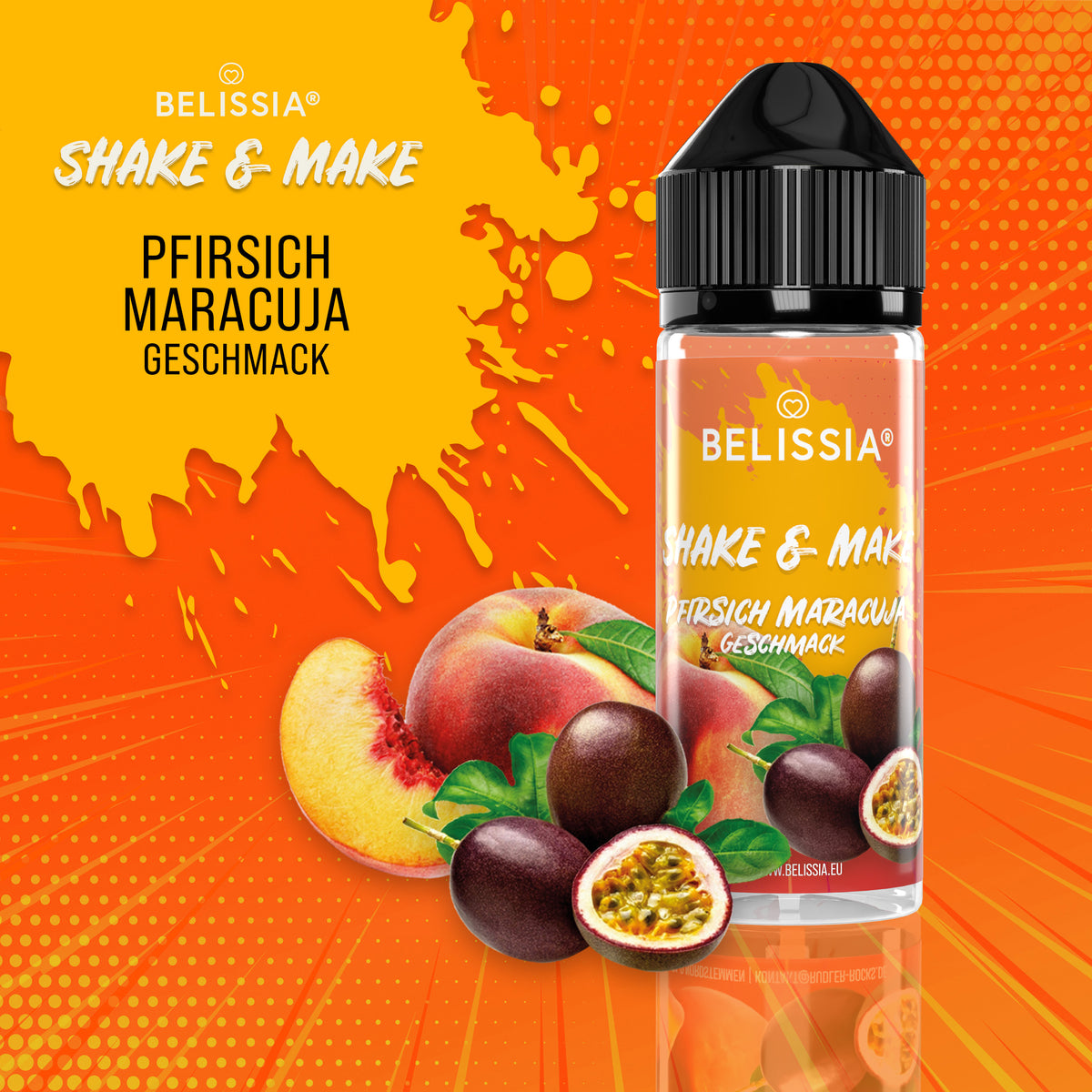 BELISSIA Shake & Make Aroma Pfirsich-Maracuja – 10 ml + Schüttelflasche
