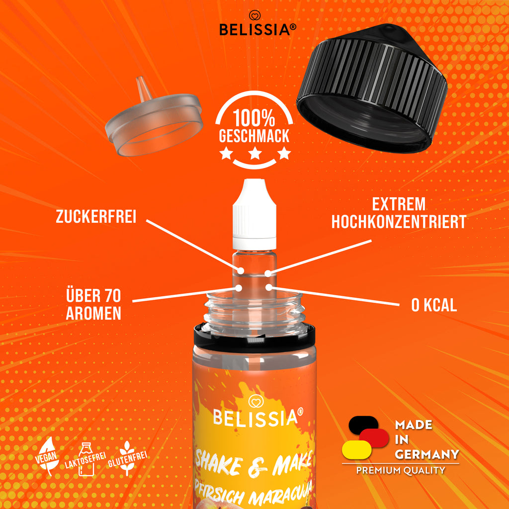 BELISSIA Shake & Make Aroma Pfirsich-Maracuja – 10 ml + Schüttelflasche