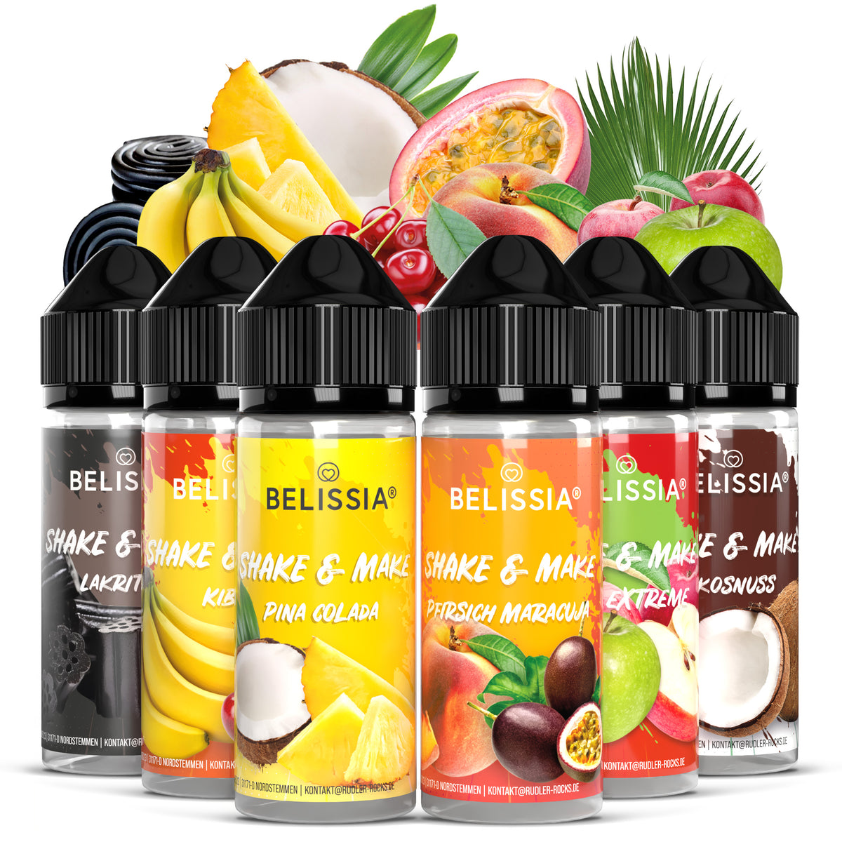 BELISSIA Shake & Make Set „Exotisch" – 6 × 10 ml + Schüttelflaschen