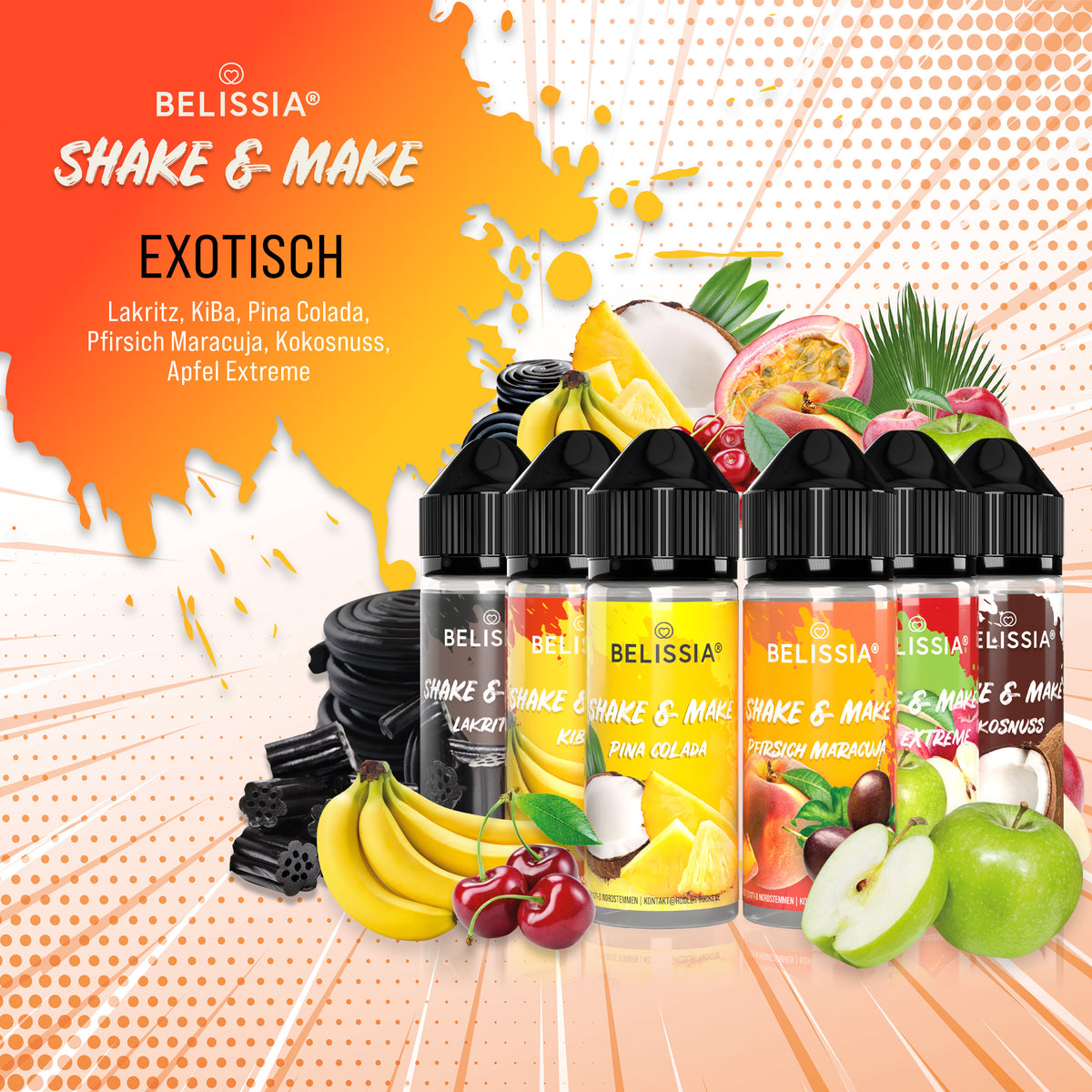 BELISSIA Shake & Make Set „Exotisch" – 6 × 10 ml + Schüttelflaschen