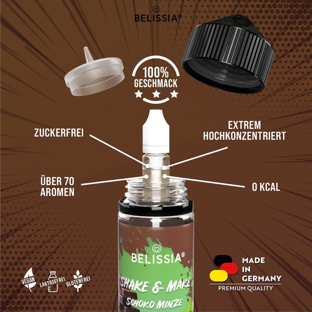 BELISSIA Shake & Make Aroma Schoko-Minze – 10 ml + Schüttelflasche