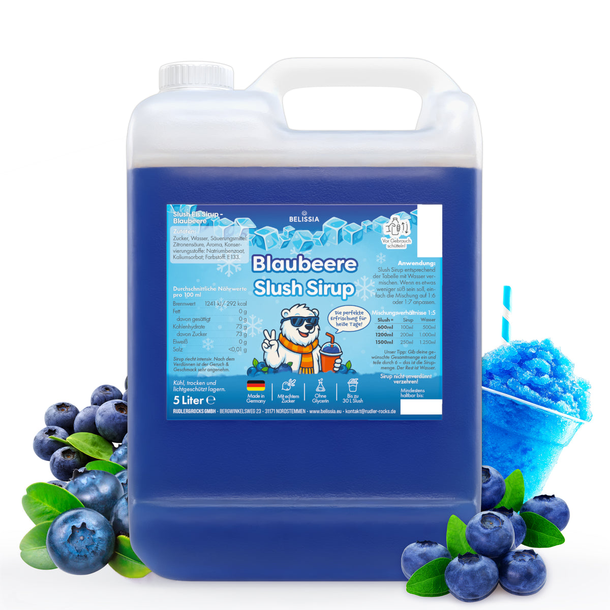 Slush Eis Sirup Blaubeere – 5 Liter Kanister