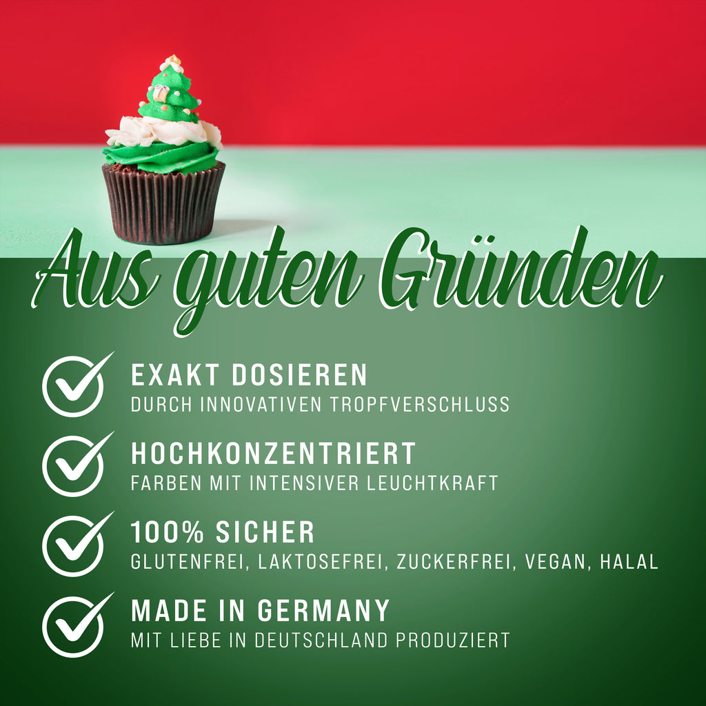 BELISSIA Lebensmittelfarben Weihnachts-Set – 5 × 10 ml