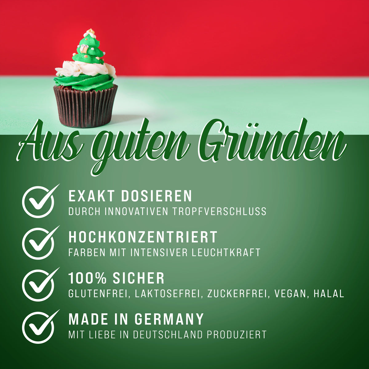 BELISSIA Lebensmittelfarben Weihnachts-Set – 5 × 10 ml