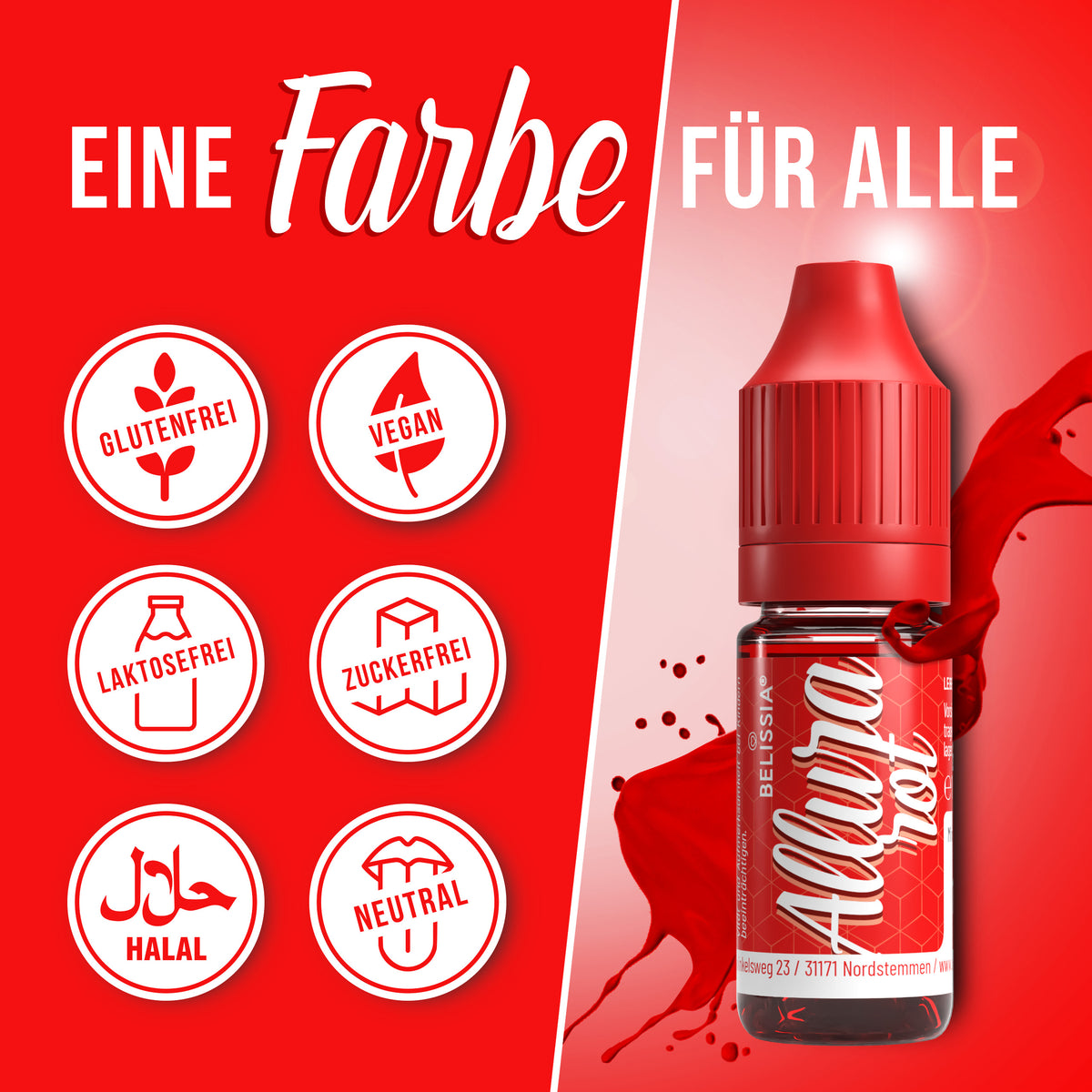 BELISSIA Lebensmittelfarbe Rot – 10 ml