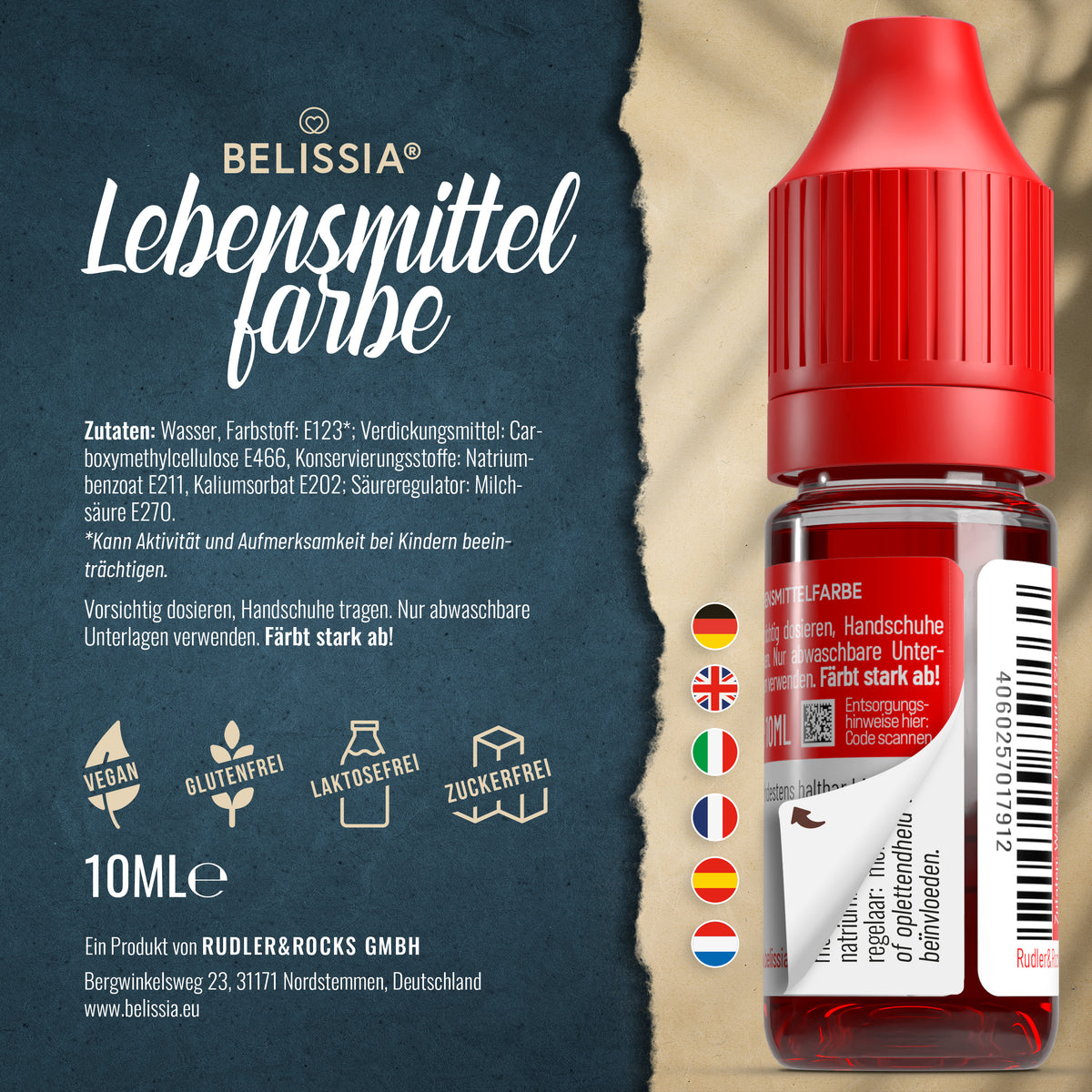 BELISSIA Lebensmittelfarbe Rot – 10 ml