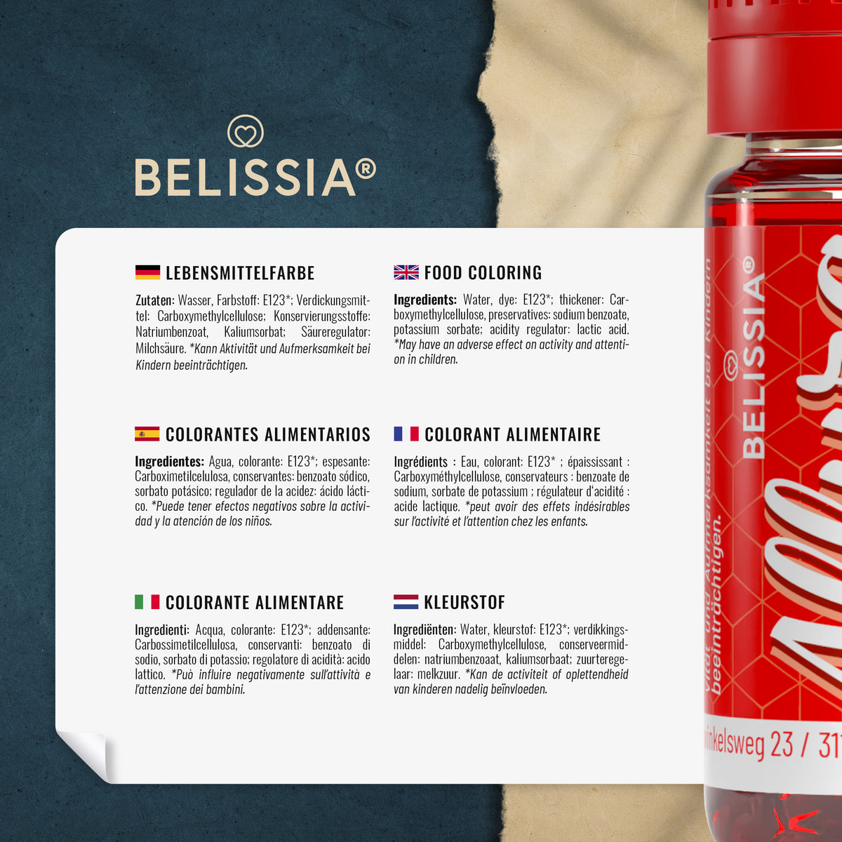 BELISSIA Lebensmittelfarbe Rot – 10 ml