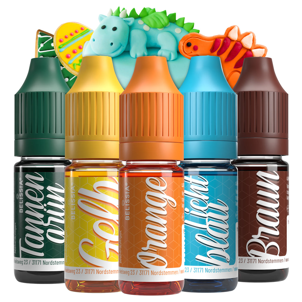BELISSIA Lebensmittelfarben Dino-Set – 5 × 10 ml