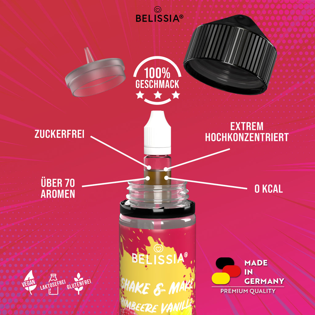 BELISSIA Shake & Make Aroma Himbeer-Vanille – 10 ml + Schüttelflasche