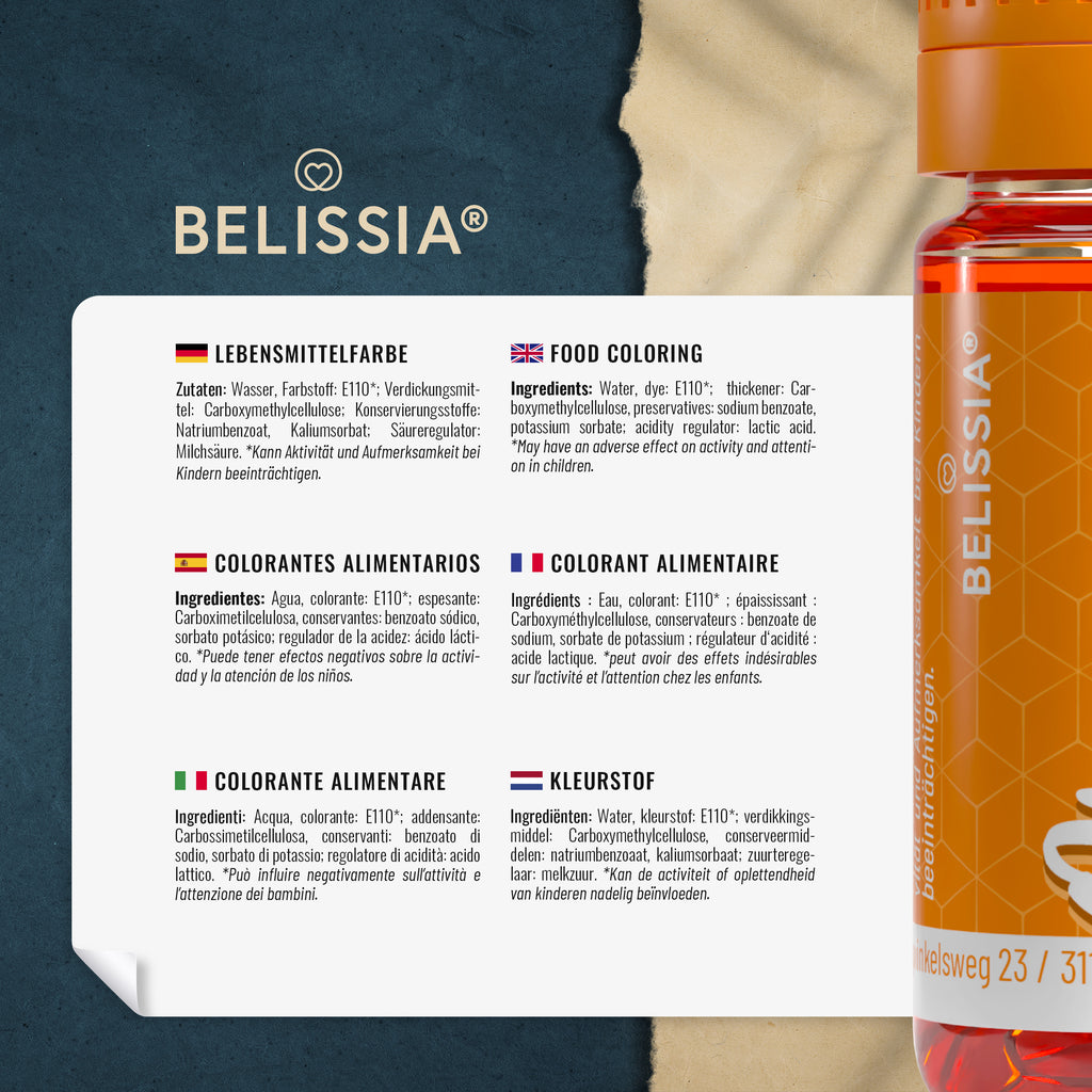BELISSIA Lebensmittelfarbe Orange – 10 ml