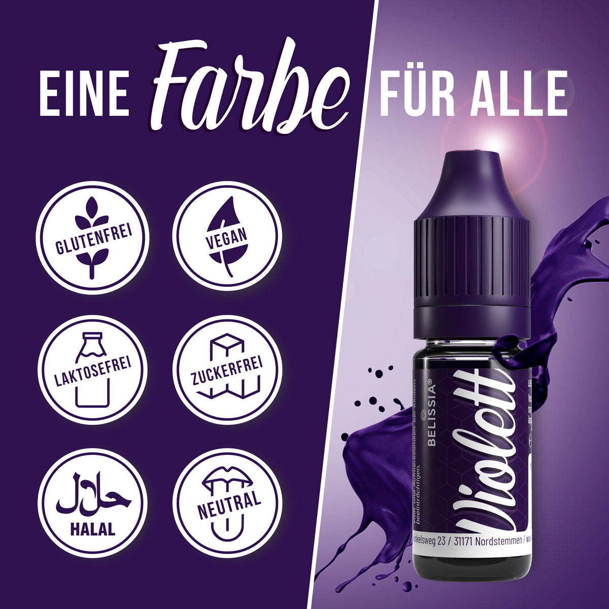 BELISSIA Lebensmittelfarbe Violett – 10 ml