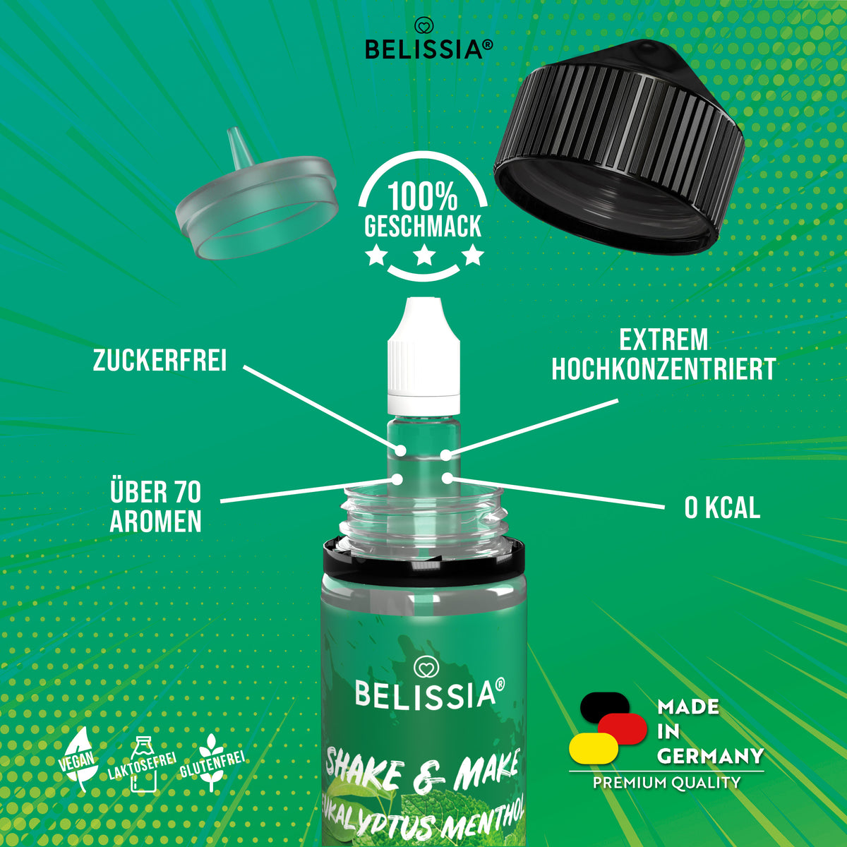 BELISSIA Shake & Make Aroma Eukalyptus-Menthol – 10 ml + Schüttelflasche