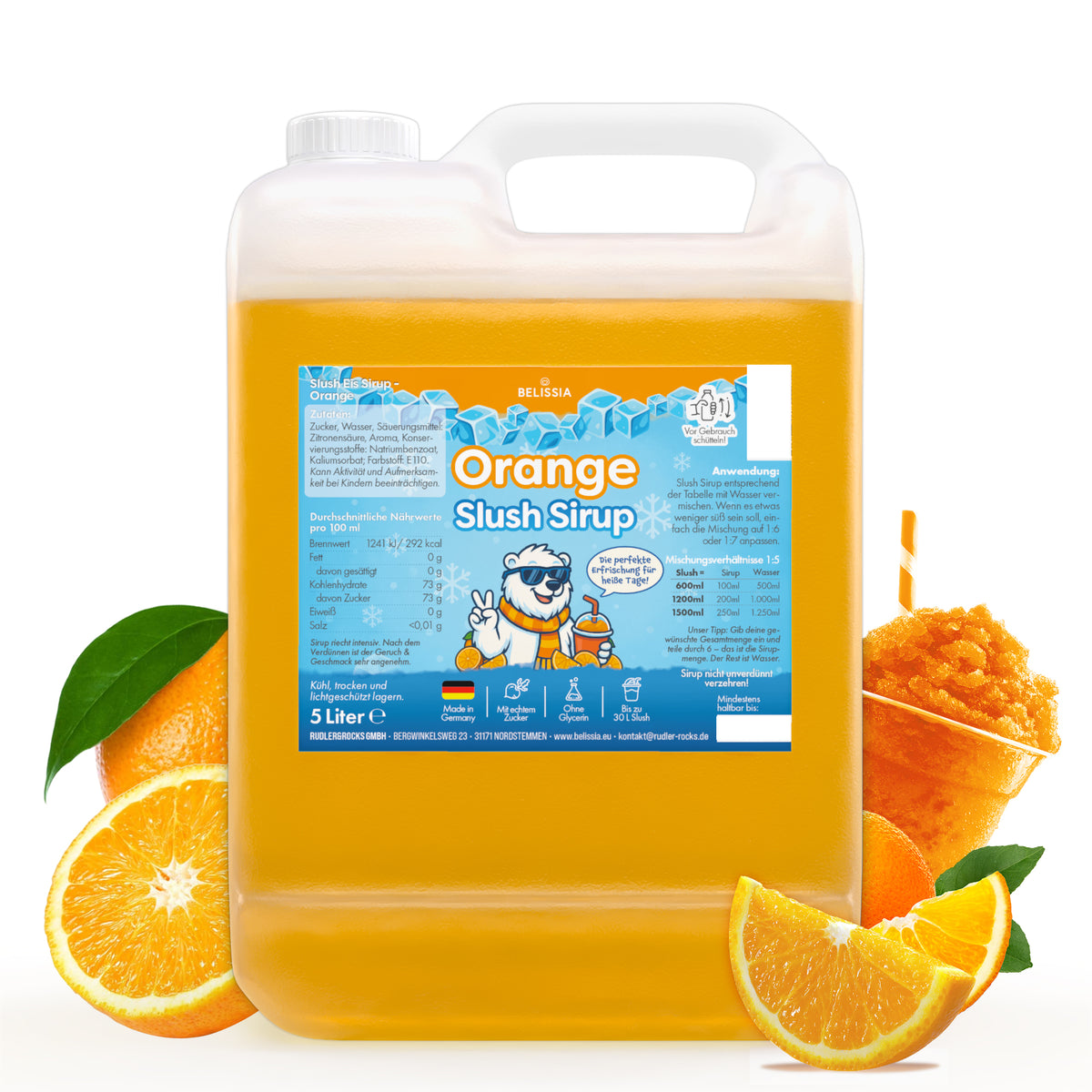 Slush Eis Sirup Orange – 5 Liter Kanister