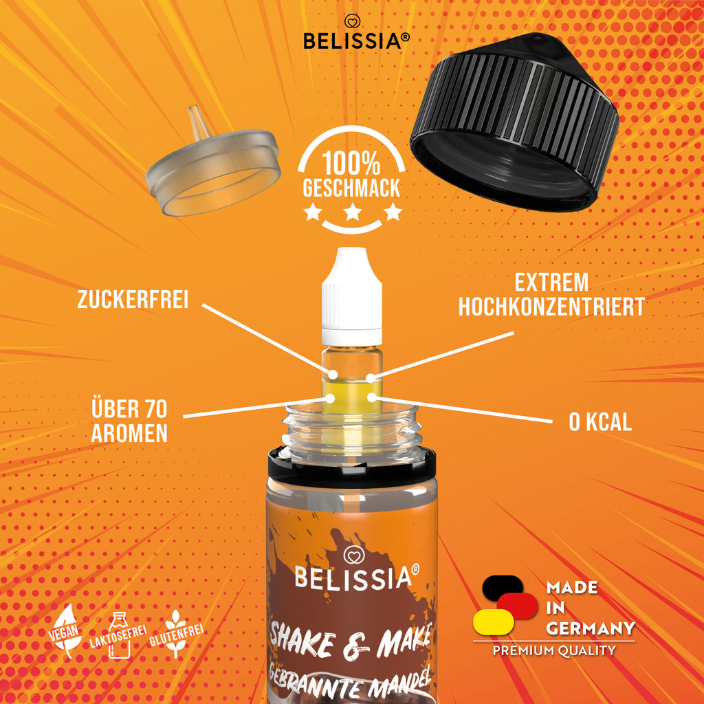 BELISSIA Shake & Make Aroma Gebrannte Mandel – 10 ml + Schüttelflasche