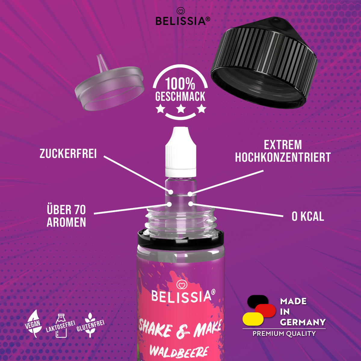 BELISSIA Shake & Make Aroma Waldbeere – 10 ml + Schüttelflasche