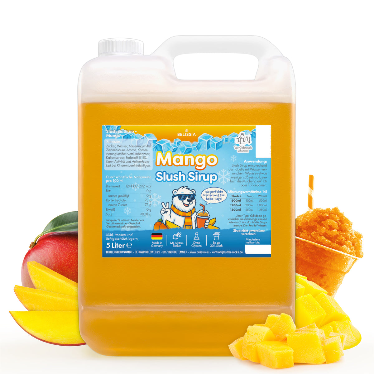 Slush Eis Sirup Mango – 5 Liter Kanister