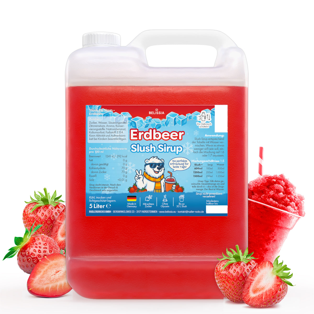 Slush Eis Sirup Erdbeere – 5 Liter Kanister