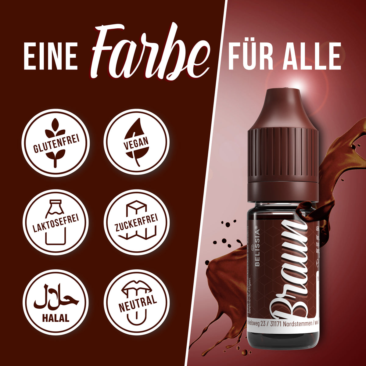 BELISSIA Lebensmittelfarbe Braun – 10 ml