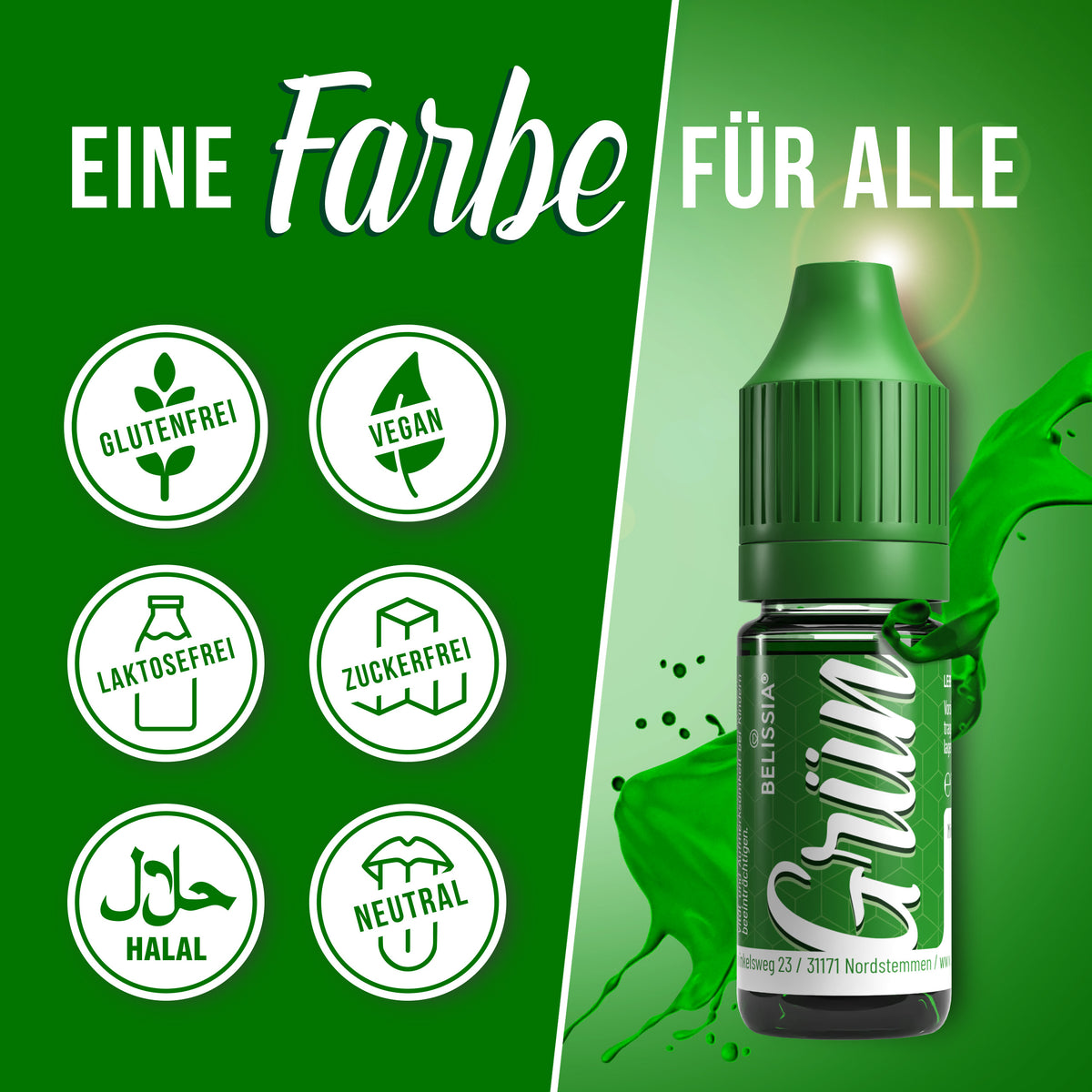 BELISSIA Lebensmittelfarbe Grün – 10 ml