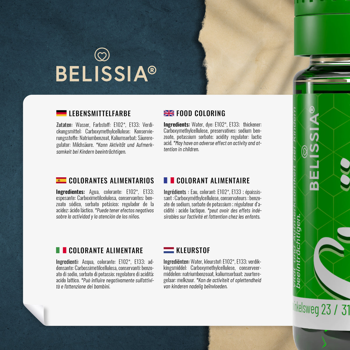 BELISSIA Lebensmittelfarbe Grün – 10 ml