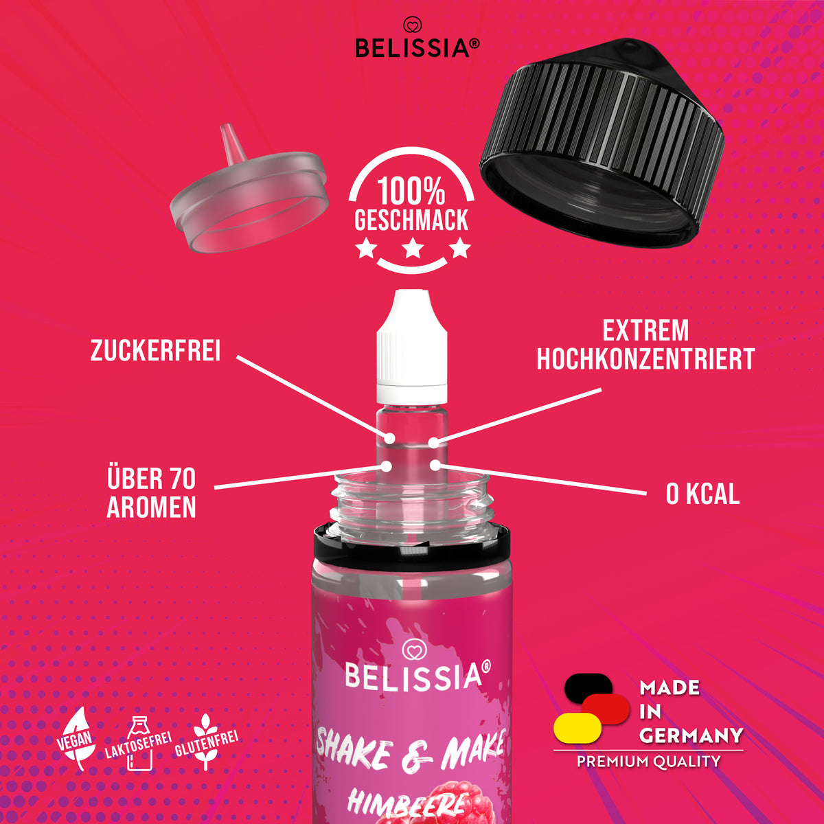 BELISSIA Shake & Make Aroma Himbeer – 10 ml + Schüttelflasche