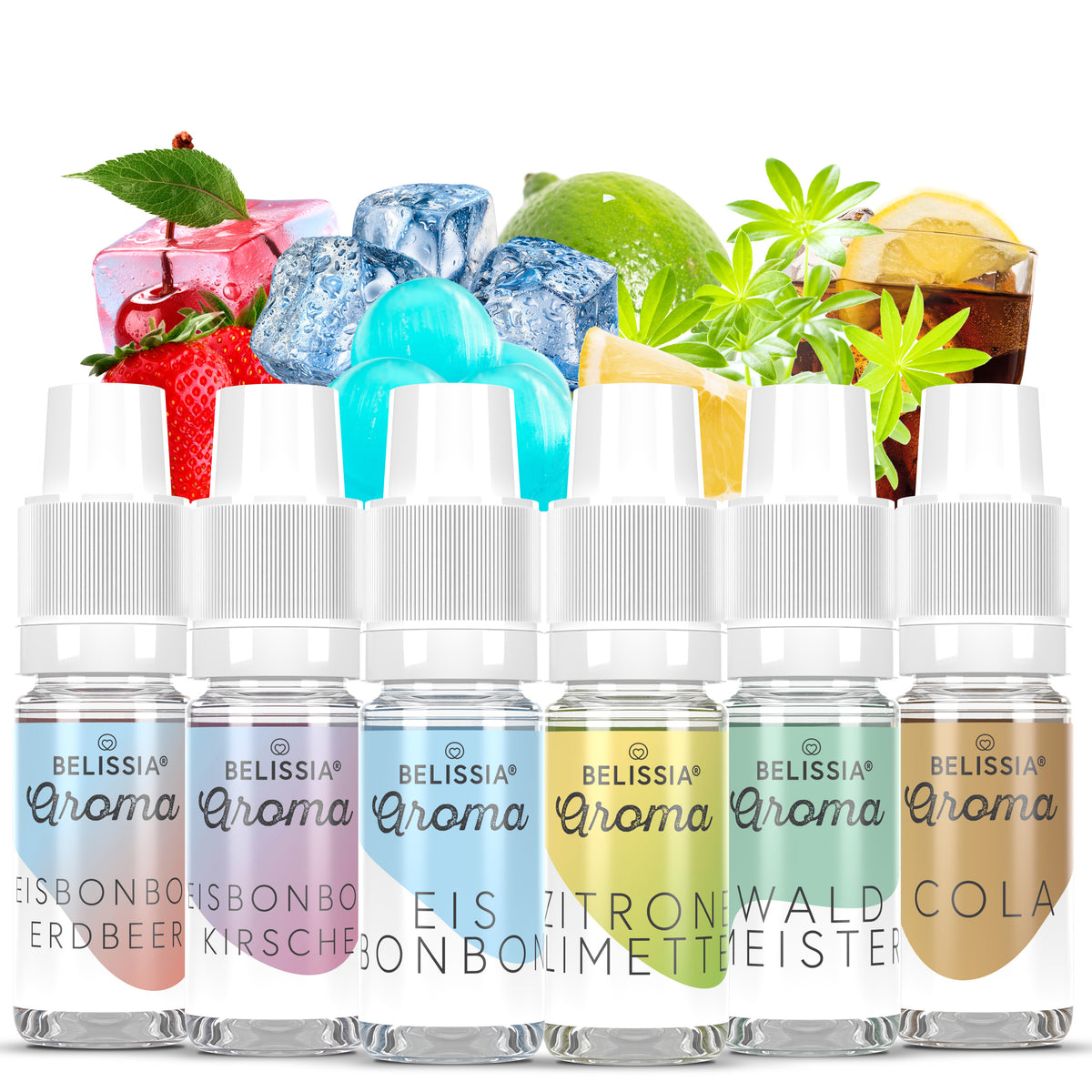 BELISSIA Lebensmittelaroma-Set „Erfrischung" – 6 × 10 ml