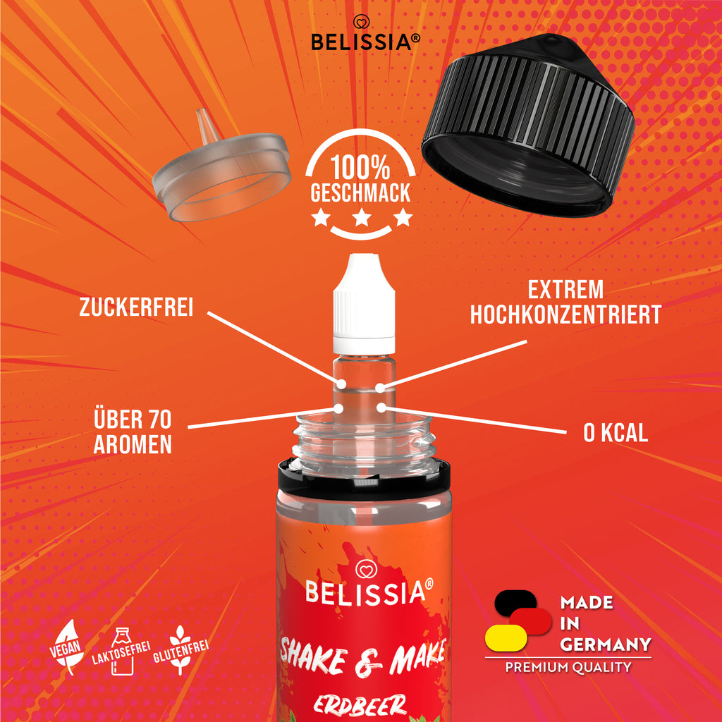 BELISSIA Shake & Make Aroma Erdbeer – 10 ml + Schüttelflasche