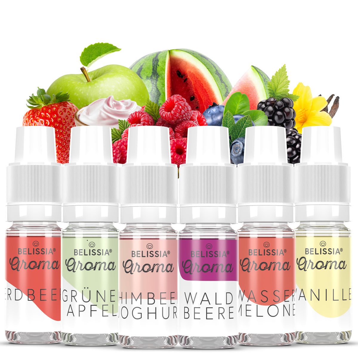 BELISSIA Lebensmittelaroma-Set „Fruchtige Vielfalt" – 6 × 10 ml