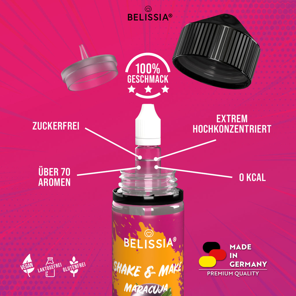 BELISSIA Shake & Make Aroma Maracuja – 10 ml + Schüttelflasche