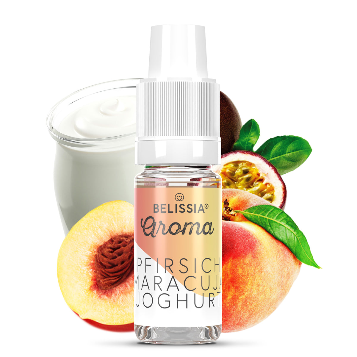 BELISSIA Lebensmittelaroma Pfirsich-Maracuja-Joghurt – 10 ml Tropfflasche