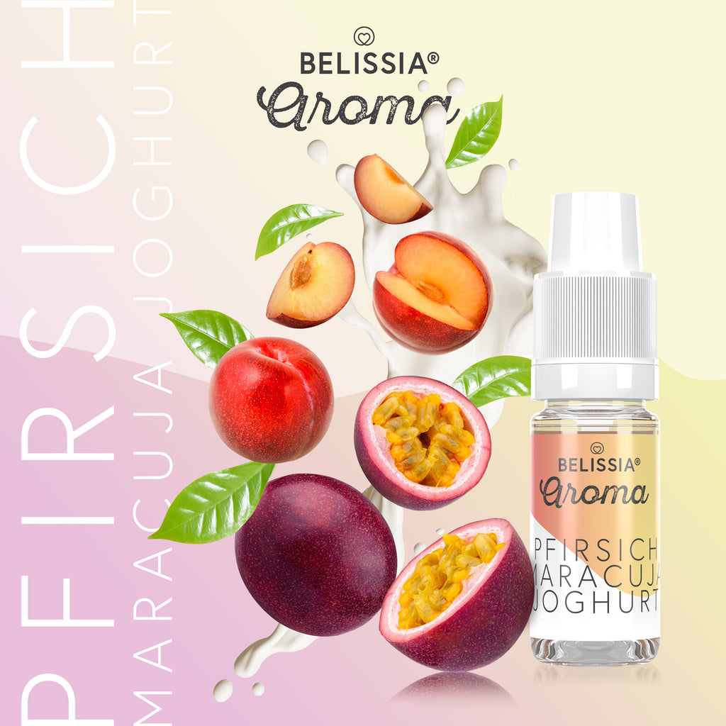 BELISSIA Lebensmittelaroma Pfirsich-Maracuja-Joghurt – 10 ml Tropfflasche