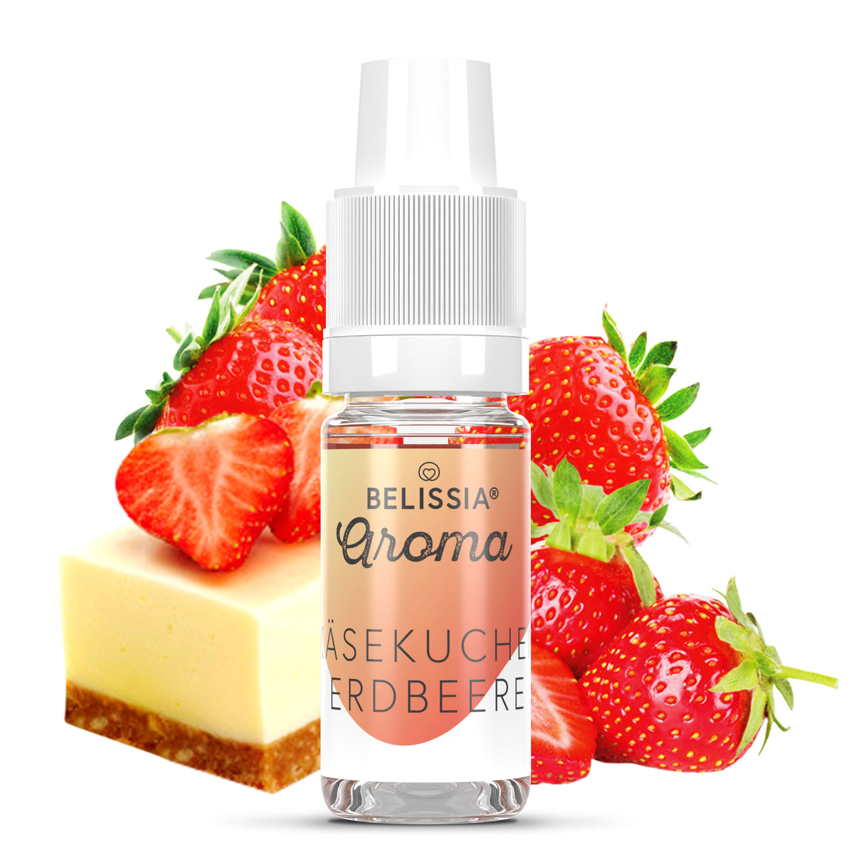 BELISSIA Lebensmittelaroma Käsekuchen-Erdbeer – 10 ml Tropfflasche