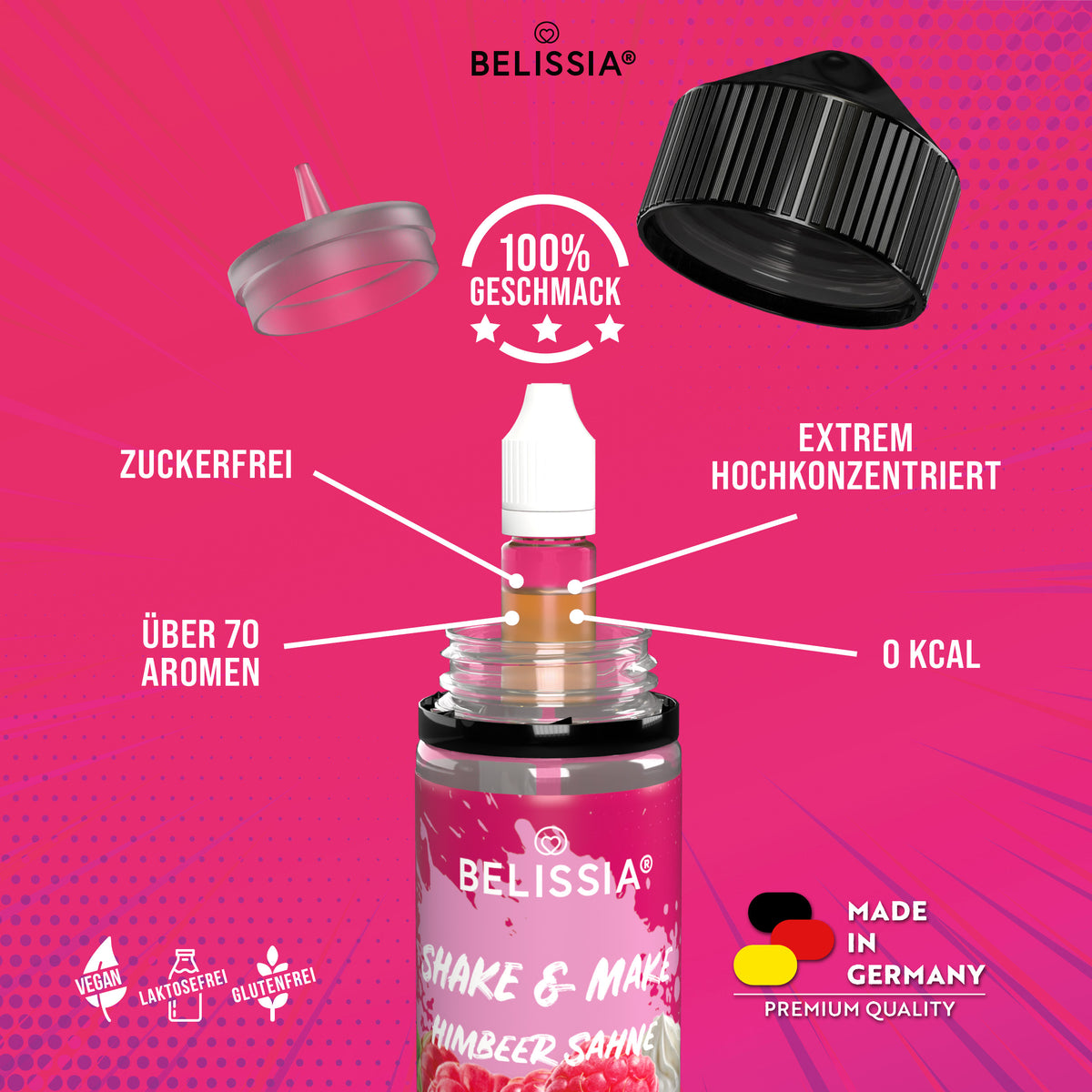 BELISSIA Shake & Make Aroma Himbeer-Sahne – 10 ml + Schüttelflasche