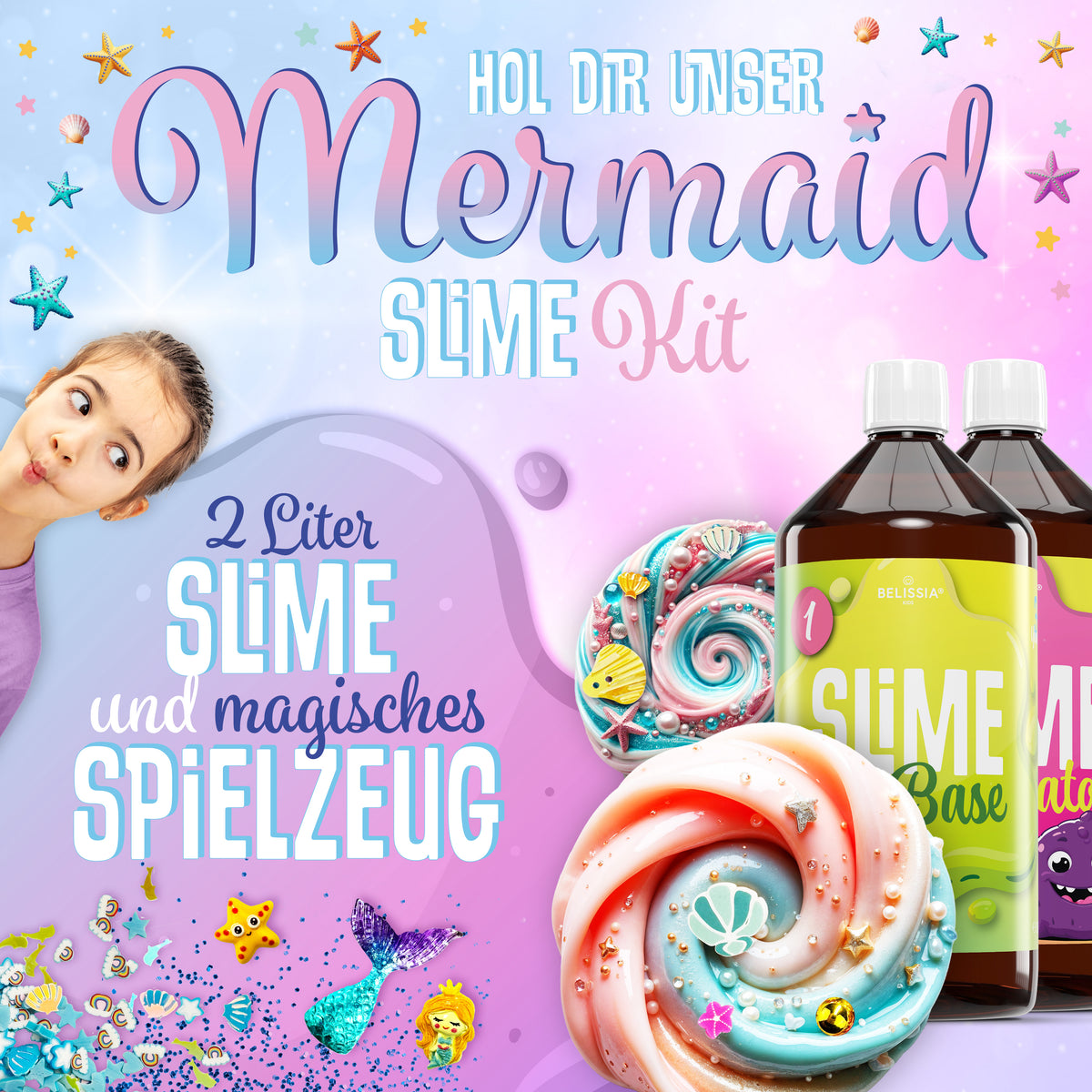 BELISSIA Schleim Meerjungfrau-Set – DIY-Set für Kinder