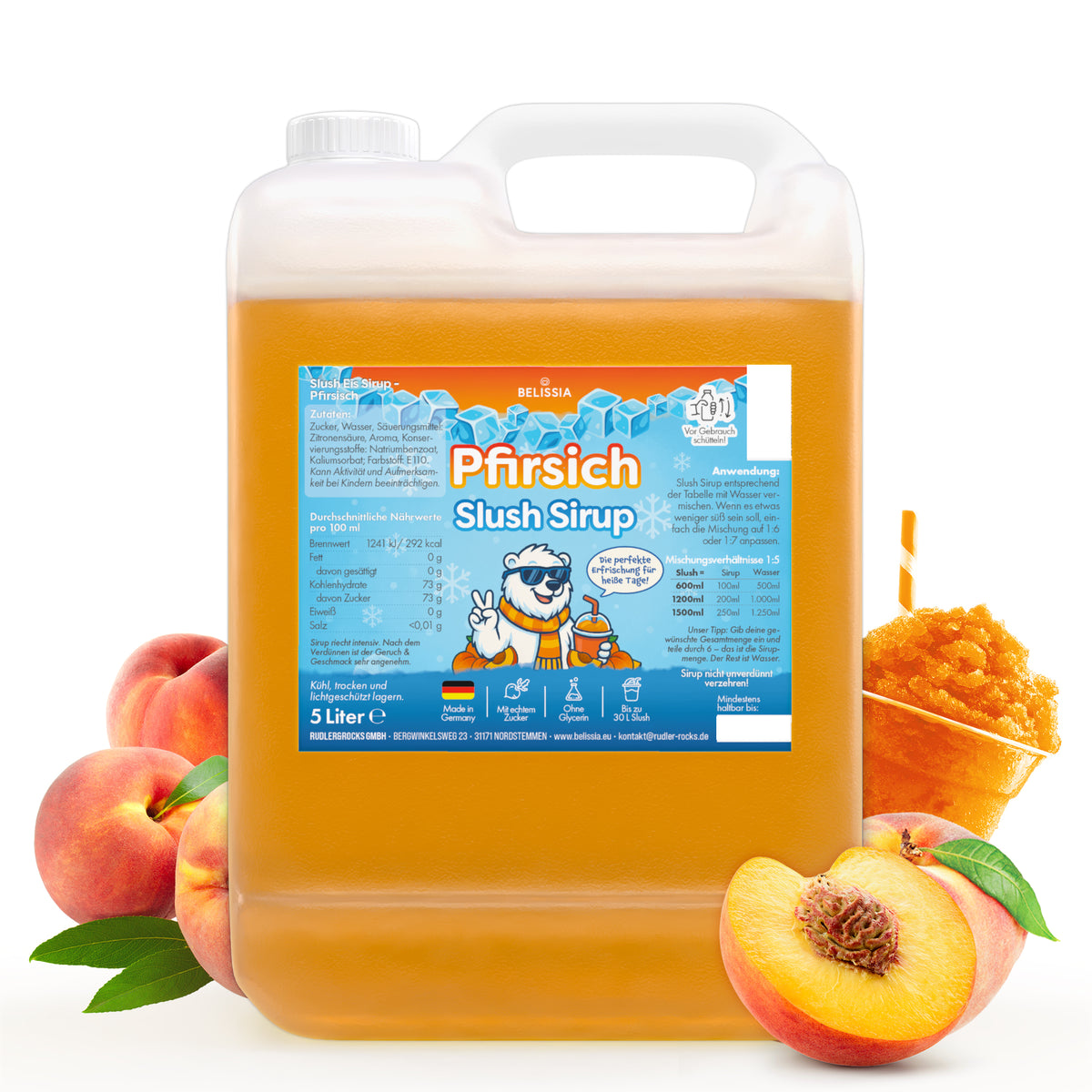 Slush Eis Sirup Pfirsich – 5 Liter Kanister