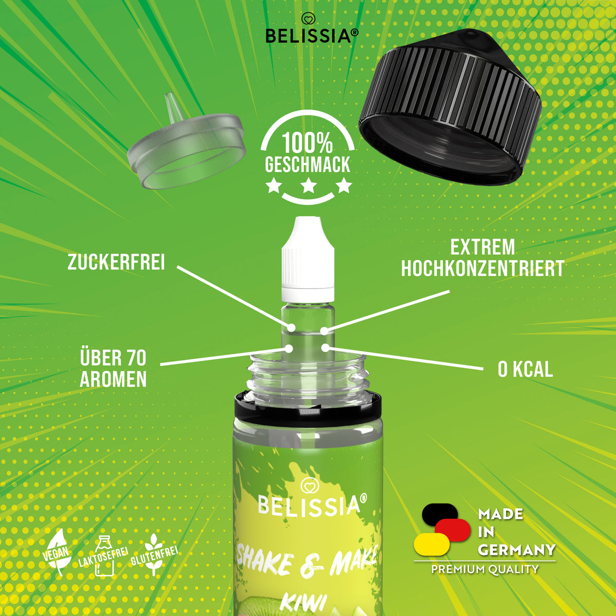 BELISSIA Shake & Make Aroma Kiwi – 10 ml + Schüttelflasche