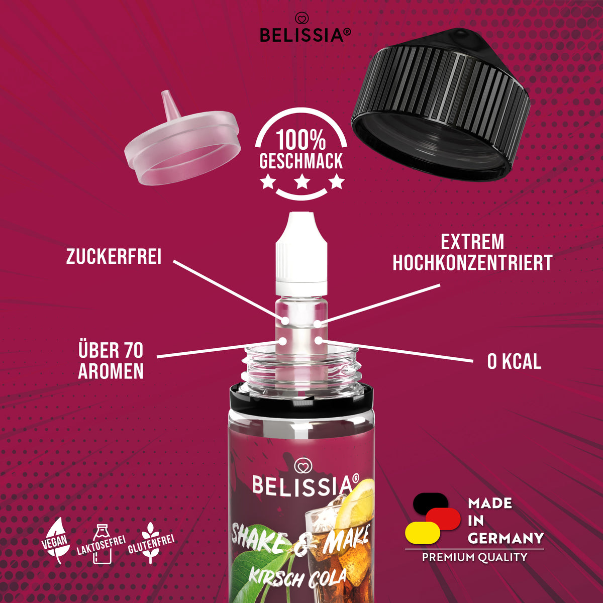 BELISSIA Shake & Make Aroma Kirsch-Cola – 10 ml + Schüttelflasche