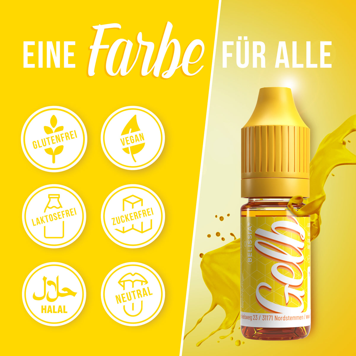 BELISSIA Lebensmittelfarbe Gelb – 10 ml