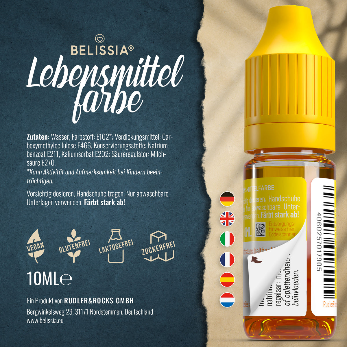 BELISSIA Lebensmittelfarbe Gelb – 10 ml