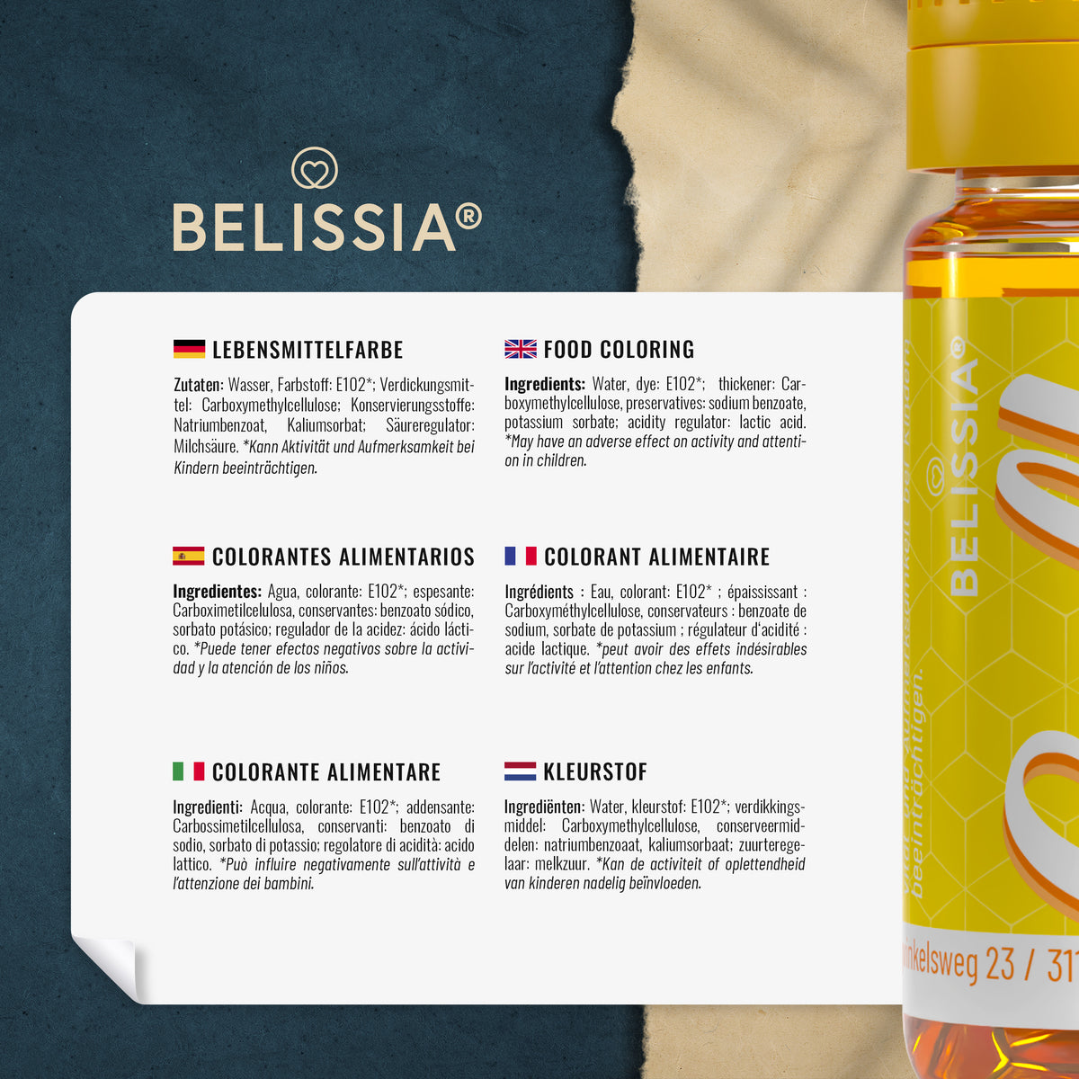 BELISSIA Lebensmittelfarbe Gelb – 10 ml