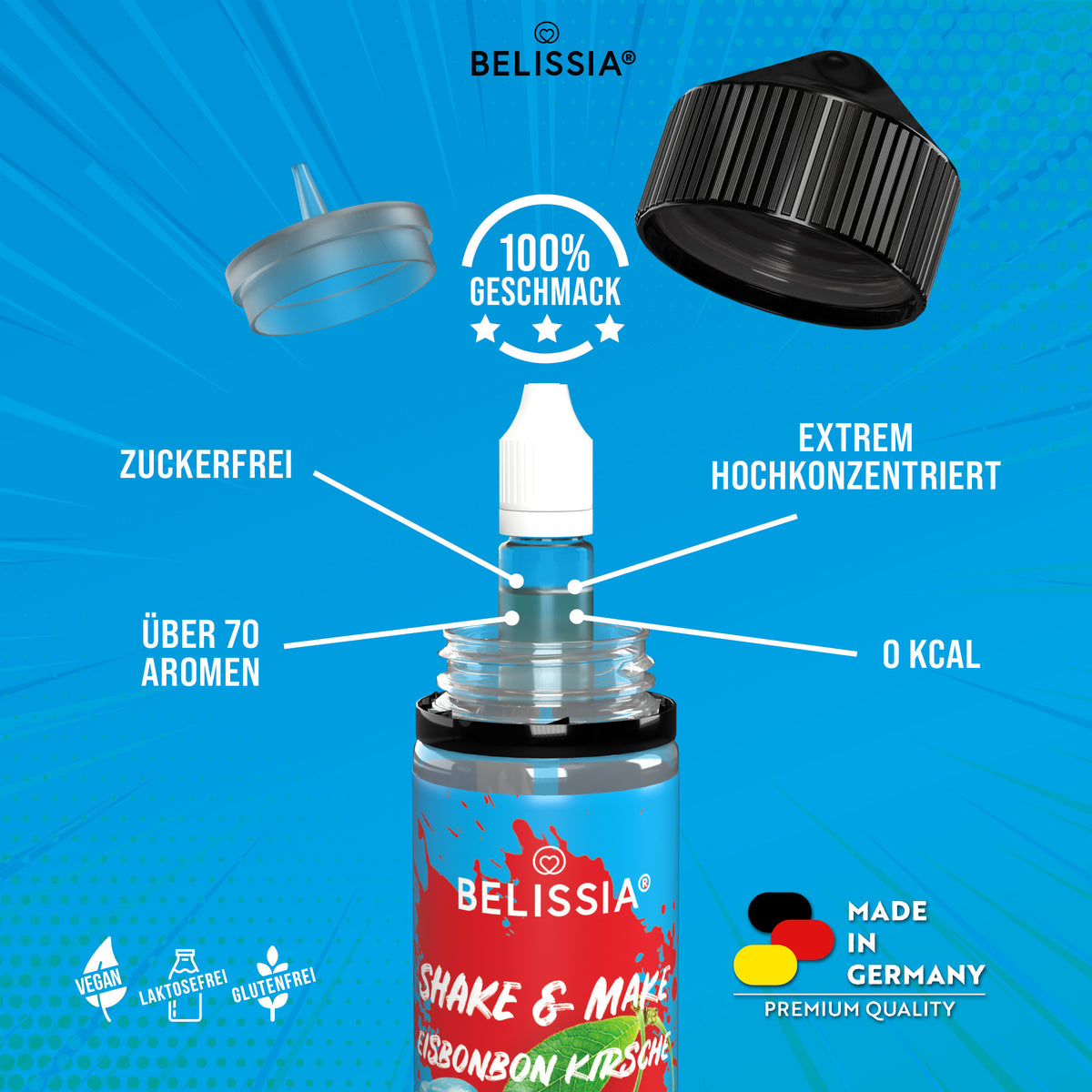 BELISSIA Shake & Make Aroma Eisbonbon-Kirsche – 10 ml + Schüttelflasche