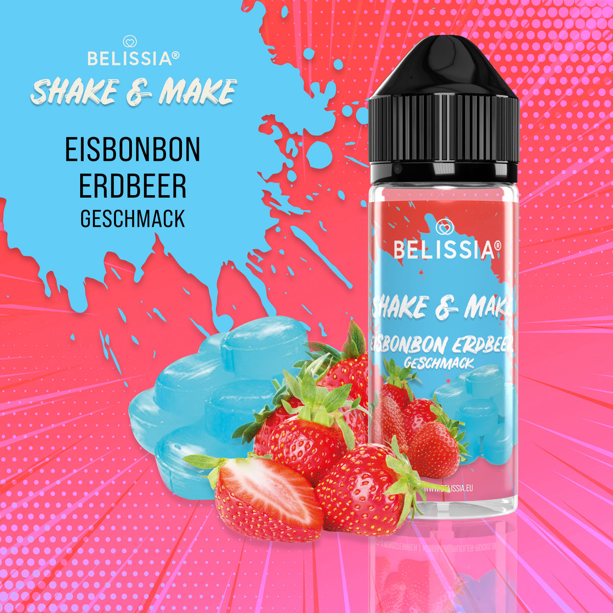 BELISSIA Shake & Make Aroma Eisbonbon-Erdbeer – 10 ml + Schüttelflasche